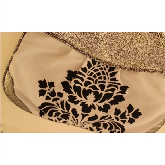 2/$20 Triangular Black White Floral Print Lime Green Patent Leather Bag Purse - Picture 5 of 11
